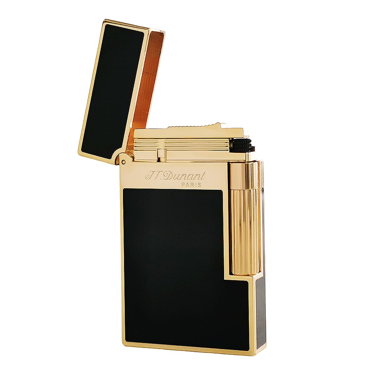 Black Lacquer Silver Lighter, Refillable, Adjustable Soft Flame, Traditional Flame Lighter with Adjustable Flame Dial, Gift for Men Dad Husband Somker