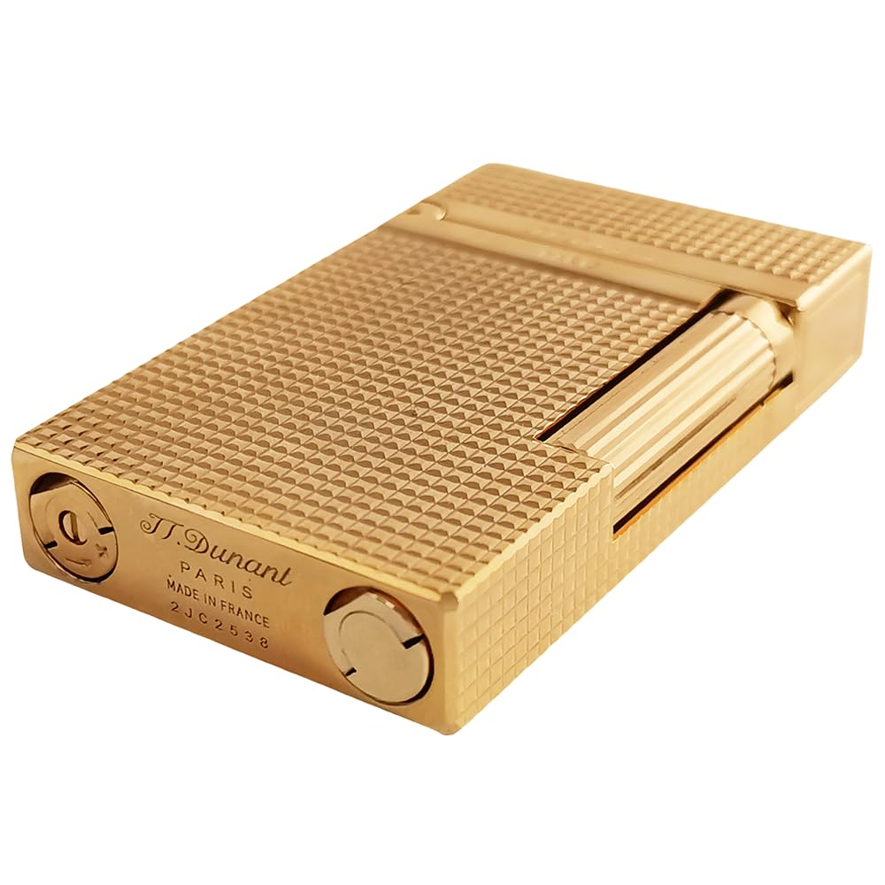 Classic Diamond Head Lighter, Ligne 2 Lighters, Adjustable Soft Flame, Ping Sound, Gift for Men Dad Boyfriend (Gold Single Flame)
