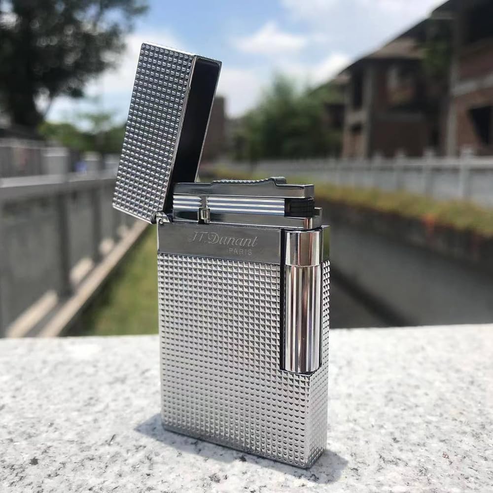 Classic Diamond Head Lighter, Ligne 2 Lighters, Adjustable Soft Flame, Ping Sound, Gift for Men Dad Boyfriend (Gold Single Flame)
