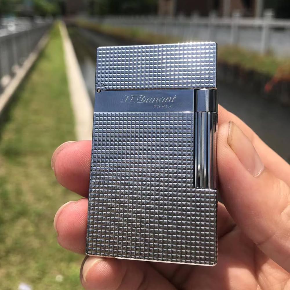 Classic Diamond Head Lighter, Ligne 2 Lighters, Adjustable Soft Flame, Ping Sound, Gift for Men Dad Boyfriend (Gold Single Flame)